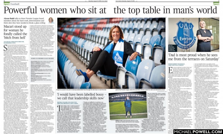 The Times cutting showing Ann Hough, Operations Director at Huddersfield Town FC in the club